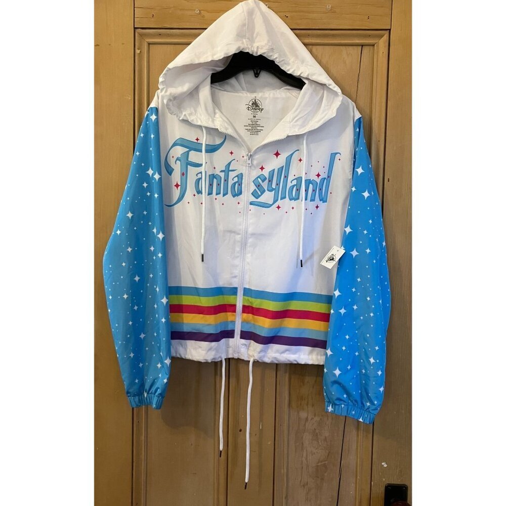 Disney Parks Womens Fantasyland Windbreaker Jacket Size Medium White SP NWT